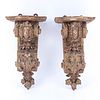 Pair Neoclassical Style Carved Gilt Wood Wall Brackets. Unsigned.
