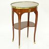 Mid 20th Century Louis XVI style Bronze Mounted Marquetry Inlaid Side Table. Single drawer, oval form.