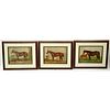 After: Henry Stull  (1851 - 1913) Three (3) framed race horse prints with vintage lineage paperwork pertaining to each horse. Good condition.