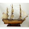 Antique French Wood Model Sailing Ship On Figural Stand. Well done and extremely detailed.