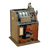 Antique 10 Cent 3-Bar Slot Machine with Key, Huber Coin Machine Sales Co. Chicago, Illinois.