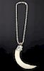 Navajo Wild Boar Tusk, Silver & Turquoise Necklace
