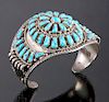 Signed Navajo Sterling Silver and Turquoise Cuff