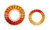 A Collection of 18 Karat Yellow Gold, Fire Opal and Diamond Pendant/Brooches, 28.40 dwts.