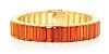 An 18 Karat Yellow Gold and Fire Opal Line Bracelet, 41.90 dwts.