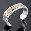 Signed Navajo Sterling Silver 14K Gold Cuff