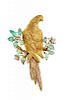 An 18 Karat Yellow Gold, Diamond, Colored Diamond, Emerald, and Peridot Bird Brooch, Gianmaria Buccellati, 26.20 dwts.