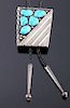 Signed Navajo Sterling Silver Turquoise Bolo Tie