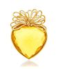 An 18 Karat Yellow Gold and Amber Heart Brooch, Asprey & Co., 62.40 dwts.