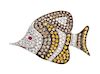An 18 Karat White Gold, Diamond and Multi Gem Fish Pendant/Brooch, 12.60 dwts.