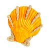 An 18 Karat Yellow Gold, Shell, Diamond and Colored Diamond Brooch, 26.50 dwts.
