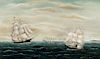 American School (late 19th century) Three American Ships Off Lighthouse