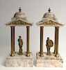 2 GRAND TOUR MARBLE PAGODA W/ CLASSICAL FIGURES