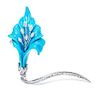 An 18 Karat White Gold, Diamond and Turquoise Brooch, 13.50 dwts.
