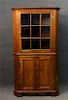 EARLY 19THC. CORNER CUPBOARD W/ "H" HINGES