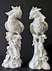 Pair Italian White Porcelain Figural Parrots