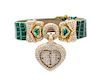 An 18 Karat Yellow Gold, Diamond and Emerald Bracelet Watch, Graff, 29.90 dwts.