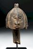 Early 20th C. African Dogon Wood Female Crested Head