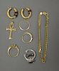 18 karat gold lot with earrings, ring, and bracelet. 28.9 grams