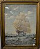 Gilbert Tucker Margeson (1852-1949) watercolor on paper, "Ship in Rough Seas", signed lower left: G.T. Margeson. 28" x 21"