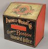 Vintage Dwinell-Wright Co. coffee advertising tin marked: "Dwinell-Wright Co. Celebrated Boston Roasted Coffee". ht. 20in., wd. 19 1...