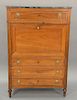 French secretaire a abattant having drop front desk over three drawers with granite top. ht. 55in., wd. 37in.
