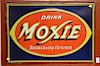 Moxie advertising tin sign "Drink Moxie Distinctively Different" tin only: 18 3/4" x 27 1/4"
