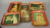 Group of five original Coca-Cola tin advertising trays. lg. 13in. to 19in.