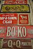Six advertising signs to include Popper's Ace, A Better Smoke cigar tin sign; Oxus Tin Cigar; Hav-A-Tampa; BO-KO; Q and Q Perfectos...