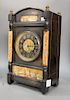 Magnin Guedin slate mantle clock, painted with landscape panels, marked: Magnin Guedin Union Square New York (chipped and repaired)....