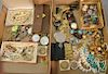 Two box lots of costume jewelry and watches.