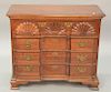 Custom mahogany block front four drawer chest. ht. 31 1/2in., wd. 36 1/2in., dp. 16in.