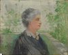 Attributed to Dorothy Ochtman (1892-1971) oil on canvas, portrait of a woman with landscape background, signed on back of canvas: Oc...