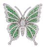 An 18 Karat Gold, Tsavorite Garnet and Diamond Butterfly Brooch, 14.20 dwts.