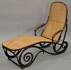 Bentwood reclining caned chaise lounge. lg. 72in.