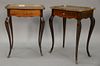 Pair of Louis XV style rosewood tables. ht. 26in., top: 13 1/2" x 19"