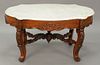 Victorian shaped marble top table. ht. 21 in., top: 24" x 38"