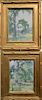 Three pieces attributed to Breta Longacre (early 20th century) oil on board, pair of landscapes (both 9 1/4" x 7 1/4"), and a fall l...