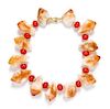 An 18 Karat Yellow Gold, Citrine Crystal and Amber Necklace, Tony Duquette,