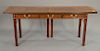 Baker mahogany table with banded inlaid top, flip top opens to make full size dining table. ht. 30in., top: 19" x 72", top open: 38"...