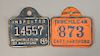 Two piece lot to include 1948 East Hartford, CT bicycle licence plate (lg. 3 5/8in.) and an Automobile Club of Hartford license plat...