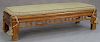 Chinese daybed with cushion top over woven surface. ht. 17in., top: 27" x 74"