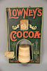 Lowney's Cocoa advertising store tin string holder, double sided, The H.D. Beach C.O. Ohio 1908. ht. 24in., wd. 14 1/2in.