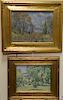 Two pieces attributed to Breta Longacre (early 20th century) oil on board, two landscapes, unsigned, in gilt frames, 7 1/4" x 9 1/2"...
