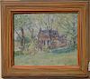 Breta Longacre (early 20th century) oil on board, double sided landscape with a house, "The Buck House", signed and dated lower righ...