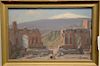 Lydia Longacre (1870-1951) oil on board, Ruins of Greek Theatre Taormina, signed and dated lower right: Lydia Longacre 1908, sight s...