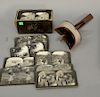 Stereoviewer with stereoview cards, New York, Indians Village, Animals, Cowboys, etc.