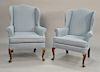 Woodmark pair of Queen Anne style wing chair.
