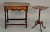 Two piece lot including a tavern table (ht. 28in., top: 20" x 31") and mahogany candlestand (ht. 26 1/2in., top: 13 1/2" x 12 1/2").