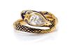 An Antique Yellow Gold, Diamond and Enamel Serpent Ring, 4.15 dwts.
